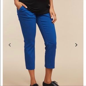 Maternity Blue Ankle Pants for Business Casual